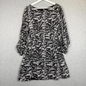 ALICE + OLIVIA Tiger Animal Print Stretch Waist Silk Fit & Flare Mini Dress M